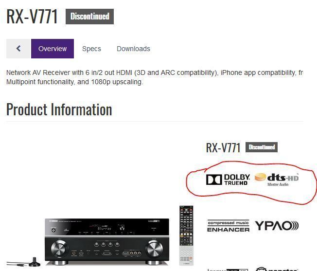 Воспроизведет ли AV-ресивер Yamaha RX-V771 звук в HD-форматах с