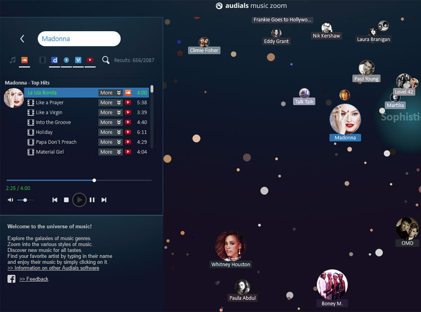 Audials Music Zoom: интерактивная карта музыкальной вселенной