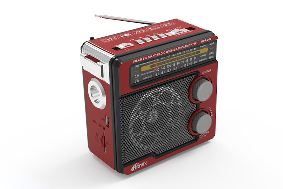 Радиоприемник Ritmix RPR-202: MP3-плеер, выход на наушники и фонарь