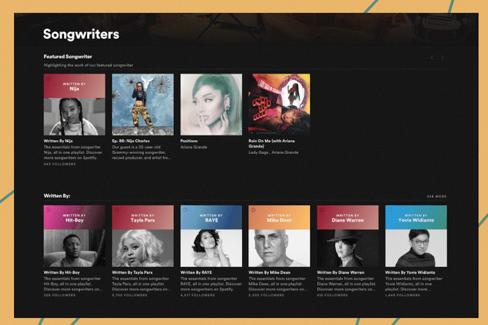 Spotify запустил посвященный поэтам и композиторам раздел Songwriters Hub