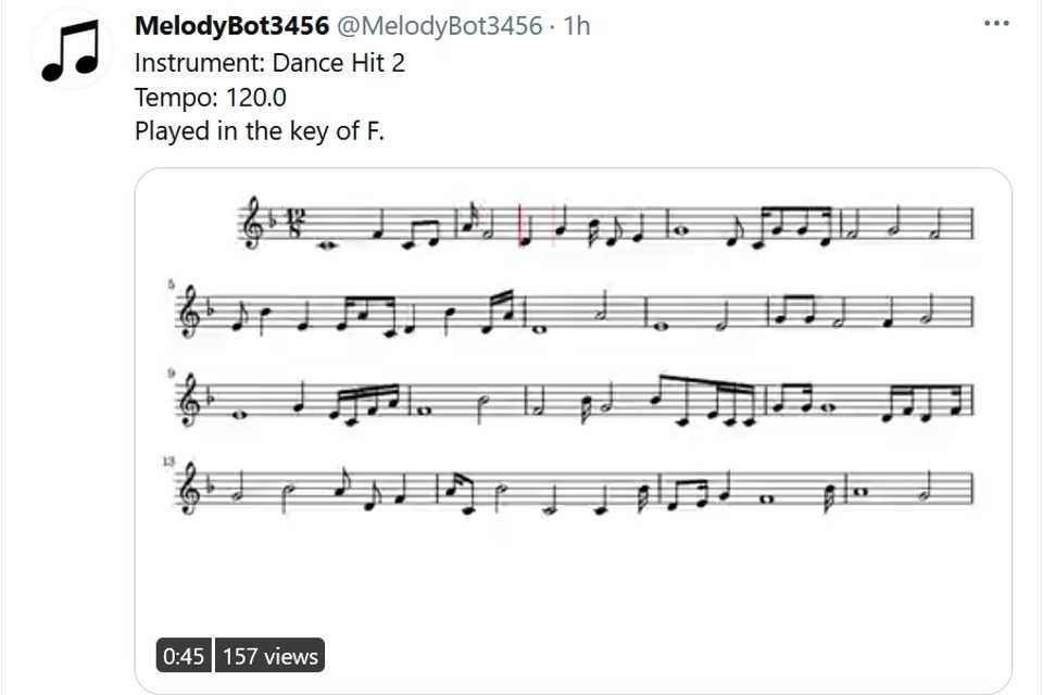 В Twitter появился музыкальный бот MelodyBot3456, который знает сольфеджио и все равно выдает несуразицу
