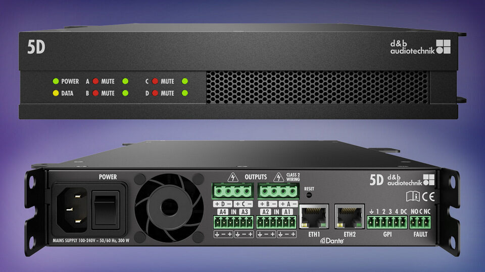 d&b 5D — четырехканальный инсталляционный усилитель с DSP и интерфейсом Dante