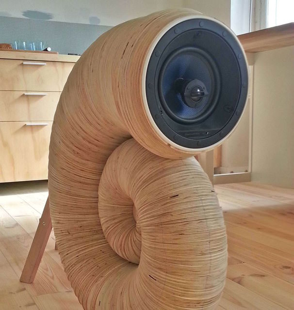 Проект стереосистемы в форме ракушки от Sparrow Legs Speaker Design